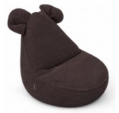 Puf Infantil con Orejas de Ratón | Tejido de pana | 68x68x50 cm | Marrón Chocolate