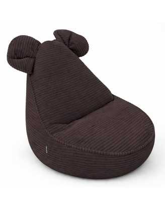 Puf Infantil con Orejas de Ratón | Tejido de pana | 68x68x50 cm | Marrón Chocolate
