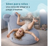 Puf Infantil con Orejas de Ratón | Tejido de pana | 68x68x50 cm | Marrón Chocolate