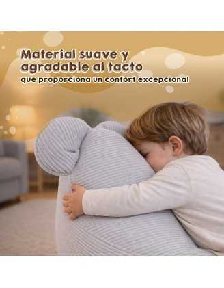 Puf Infantil con Orejas de Ratón | Tejido de pana | 68x68x50 cm | Marrón Chocolate