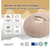 Puf Infantil con Orejas de Ratón | Tejido de pana | 68x68x50 cm | Marrón Chocolate