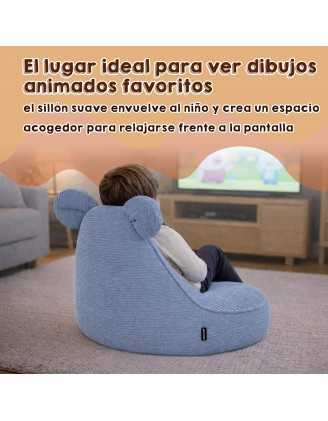 Puf Infantil con Orejas de Ratón | Tejido de pana | 68x68x50 cm | Marrón Chocolate