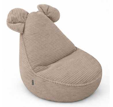 Puf Infantil con Orejas de Ratón | Tejido de pana | 68x68x50 cm | Caramelo Cálido