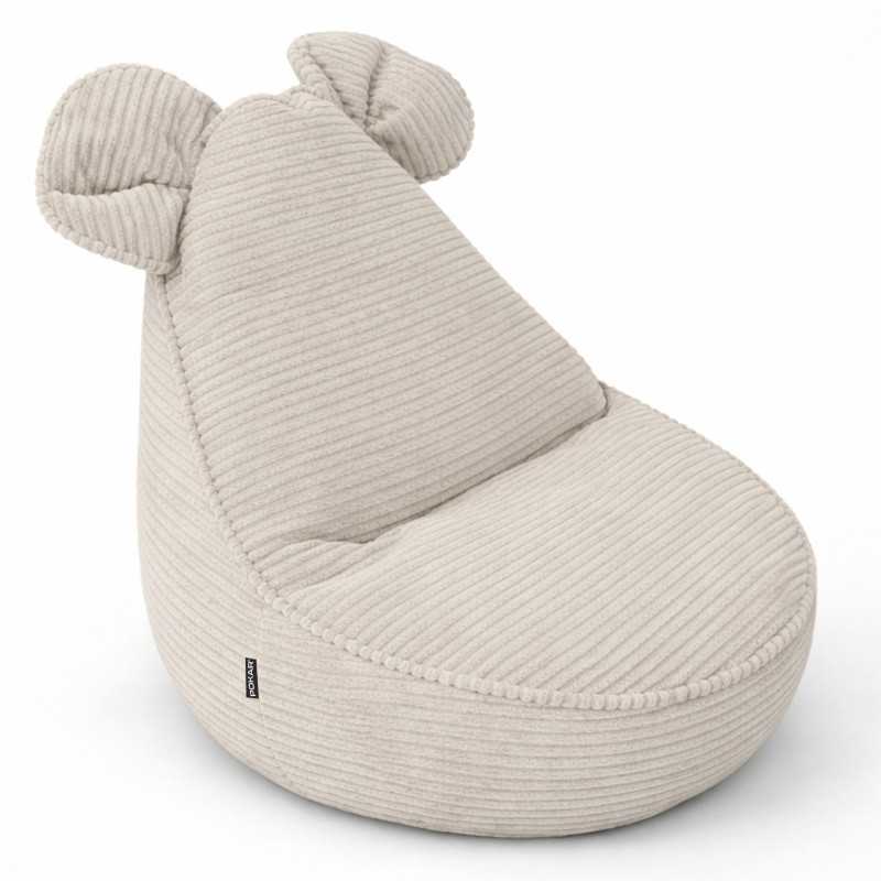 Puf Infantil con Orejas de Ratón | Tejido de pana | 68x68x50 cm | Atardecer Arenoso