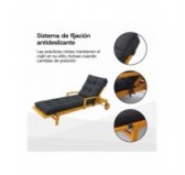 Cojín Tumbona Exterior | Impermeable y Repelente al Agua | 200x60x13 cm | Negro