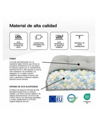 Cojín Tumbona Exterior | Impermeable y Repelente al Agua | 200x60x13 cm | Negro