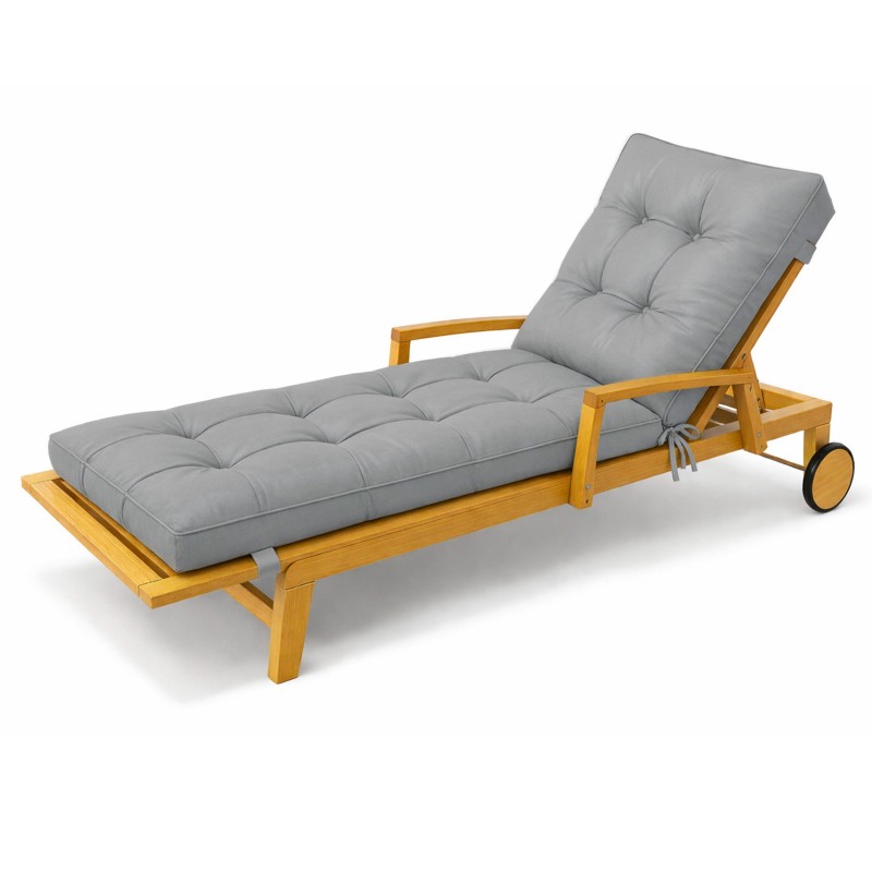 Cojín Tumbona Exterior | Impermeable y Repelente al Agua | 200x60x13 cm | Gris