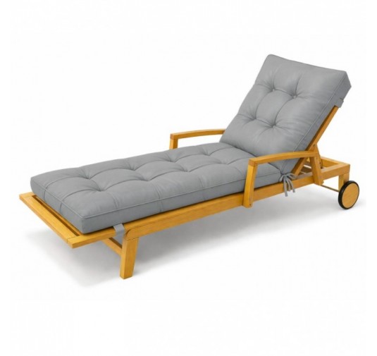 Cojín Tumbona Exterior | Impermeable y Repelente al Agua | 200x60x13 cm | Gris