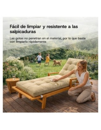 Cojín Tumbona Exterior | Impermeable y Repelente al Agua | 200x60x13 cm | Gris