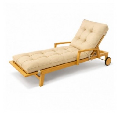 Cojín Tumbona Exterior | Impermeable y Repelente al Agua | 200x60x13 cm | Beige
