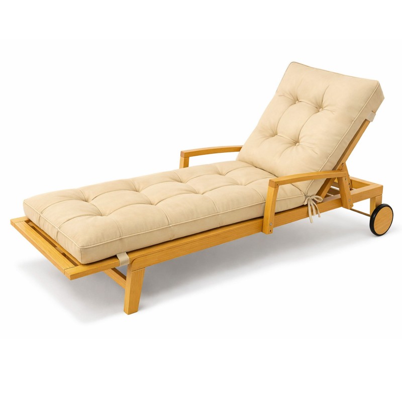 Cojín Tumbona Exterior | Impermeable y Repelente al Agua | 200x60x13 cm | Beige