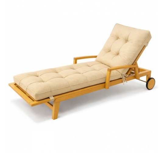 Cojín Tumbona Exterior | Impermeable y Repelente al Agua | 200x60x13 cm | Beige