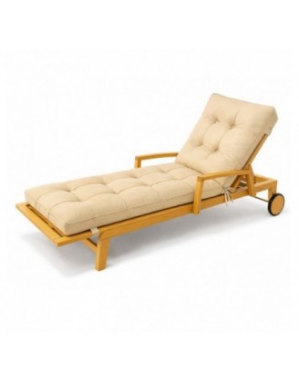 Cojín Tumbona Exterior | Impermeable y Repelente al Agua | 200x60x13 cm | Beige