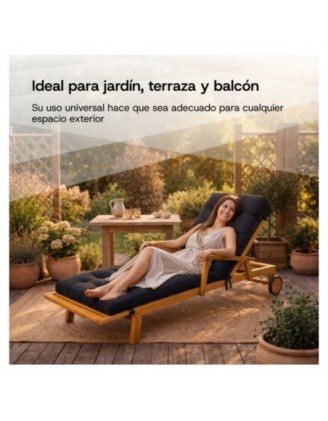 Cojín Tumbona Exterior | Impermeable y Repelente al Agua | 200x60x13 cm | Beige