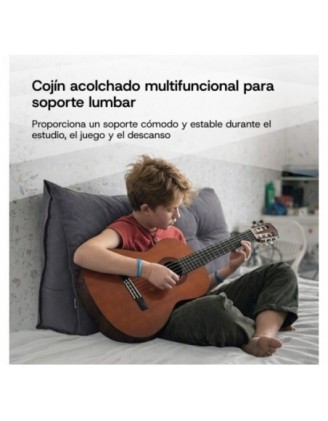 Cojín de Respaldo | Almohada de Lectura para Cama y Sofá | 70x50x20 cm | Gris