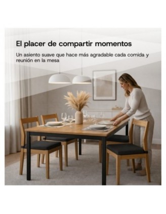Cojín para silla con cintas de velcro | 41x35x40 cm | Color negro