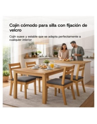 Cojín para silla con cintas de velcro | 41x35x40 cm | Color burdeos