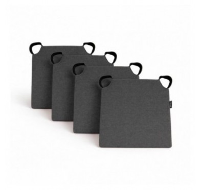 Set de 4 cojines para silla con cintas de velcro | 41x35x40 cm | Color antracita