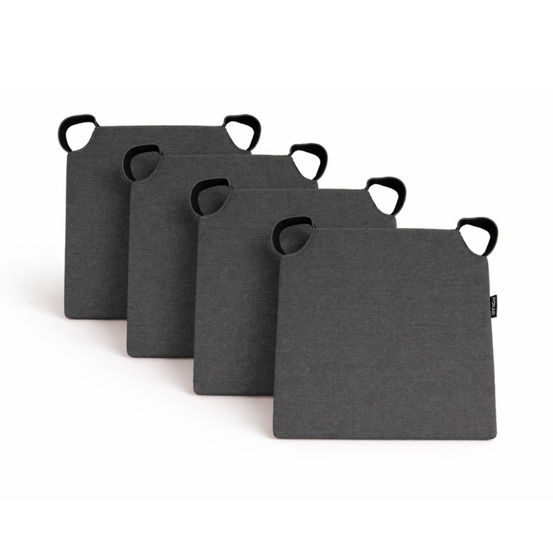 Set de 4 cojines para silla con cintas de velcro | 41x35x40 cm | Color antracita Set de 4 cojines para silla con cintas de velcro | 41x35x40 cm | Color antracita