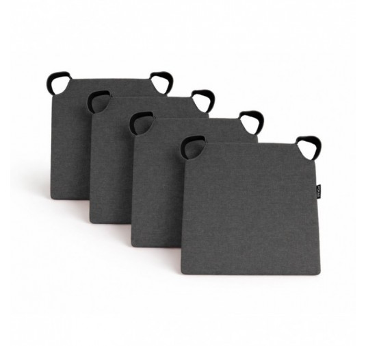 Set de 4 cojines para silla con cintas de velcro | 41x35x40 cm | Color antracita