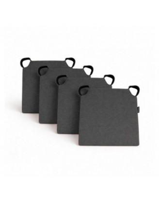Set de 4 cojines para silla con cintas de velcro | 41x35x40 cm | Color antracita