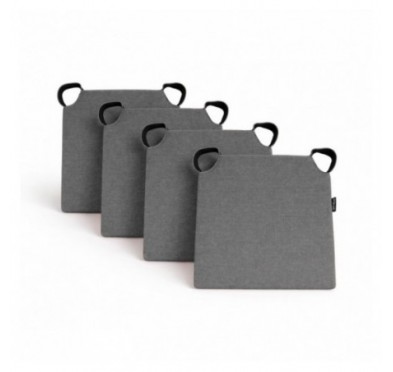 Set de 4 cojines para silla con cintas de velcro | 41x35x40 cm | Color gris