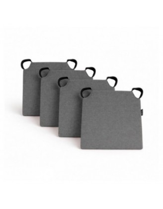 Set de 4 cojines para silla con cintas de velcro | 41x35x40 cm | Color gris