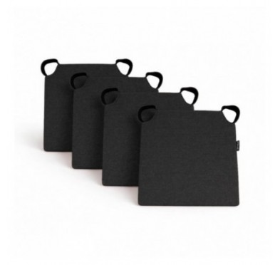 Set de 4 cojines para silla con cintas de velcro | 41x35x40 cm | Color negro