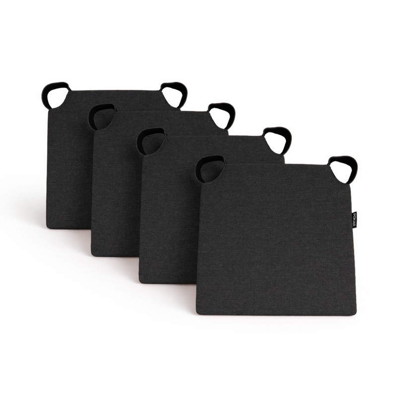 Set de 4 cojines para silla con cintas de velcro | 41x35x40 cm | Color negro Set de 4 cojines para silla con cintas de velcro | 41x35x40 cm | Color negro