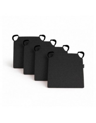 Set de 4 cojines para silla con cintas de velcro | 41x35x40 cm | Color negro