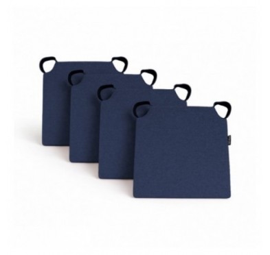 Set de 4 cojines para silla con cintas de velcro | 41x35x40 cm | Color azul oscuro