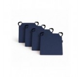 Set de 4 cojines para silla con cintas de velcro | 41x35x40 cm | Color azul oscuro