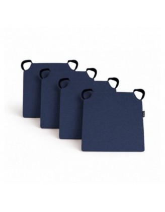 Set de 4 cojines para silla con cintas de velcro | 41x35x40 cm | Color azul oscuro