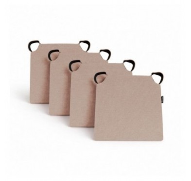 Set de 4 cojines para silla con cintas de velcro | 41x35x40 cm | Color beige