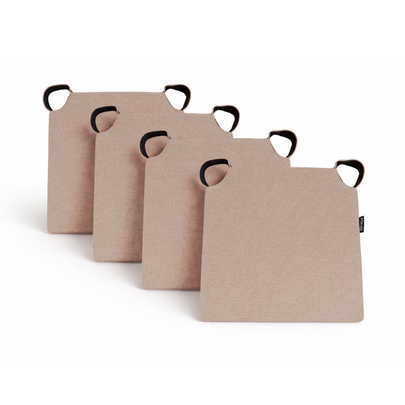 Set de 4 cojines para silla con cintas de velcro | 41x35x40 cm | Color beige