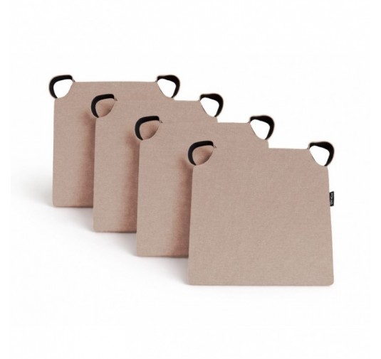 Set de 4 cojines para silla con cintas de velcro | 41x35x40 cm | Color beige