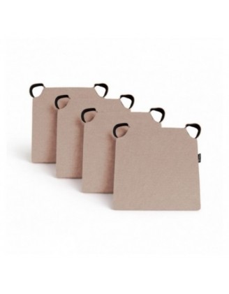 Set de 4 cojines para silla con cintas de velcro | 41x35x40 cm | Color beige