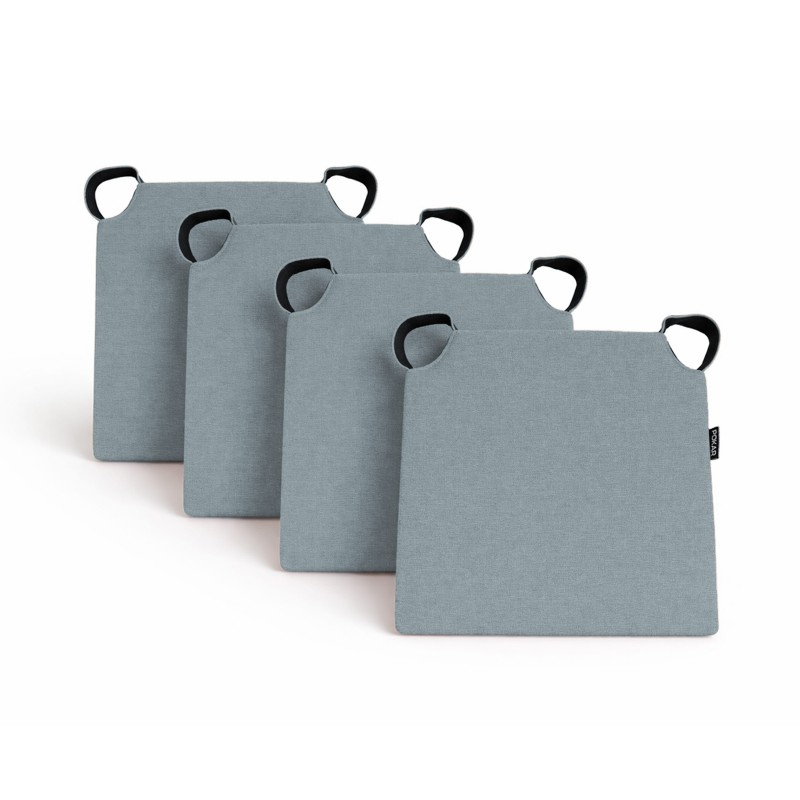 Set de 4 cojines para silla con cintas de velcro | 41x35x40 cm | Color azul