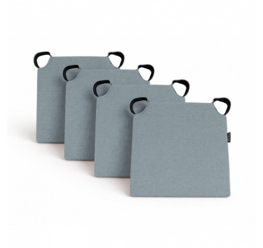 Set de 4 cojines para silla con cintas de velcro | 41x35x40 cm | Color azul