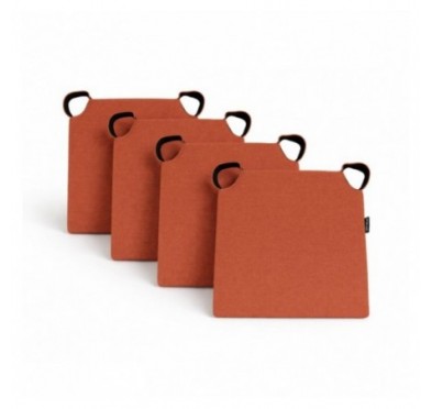 Set de 4 cojines para silla con cintas de velcro | 41x35x40 cm | Color naranja
