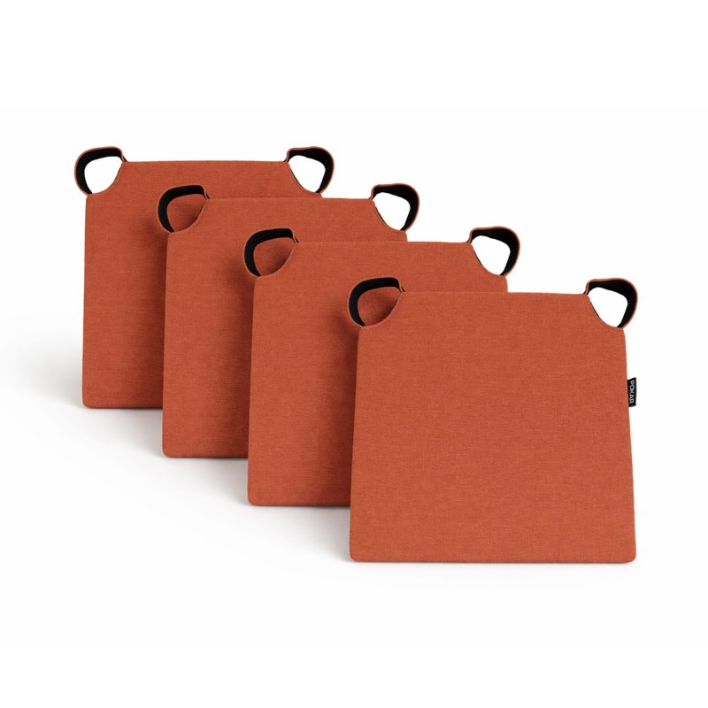 Set de 4 cojines para silla con cintas de velcro | 41x35x40 cm | Color naranja