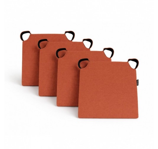 Set de 4 cojines para silla con cintas de velcro | 41x35x40 cm | Color naranja