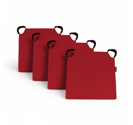 Set de 4 cojines para silla con cintas de velcro | 41x35x40 cm | Color rojo