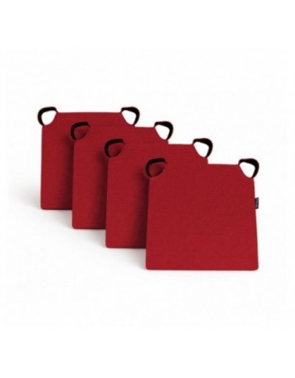Set de 4 cojines para silla con cintas de velcro | 41x35x40 cm | Color rojo