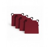 Set de 4 cojines para silla con cintas de velcro | 41x35x40 cm | Color burdeos
