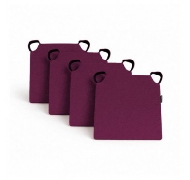 Set de 4 cojines para silla con cintas de velcro | 41x35x40 cm | Color violeta