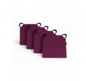 Set de 4 cojines para silla con cintas de velcro | 41x35x40 cm | Color violeta