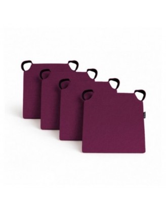 Set de 4 cojines para silla con cintas de velcro | 41x35x40 cm | Color violeta