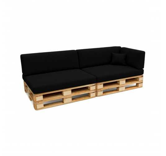 Set de 6 Cojines para Palets 120x80 + 120x40 Negro