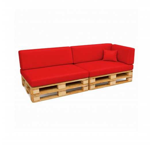 Set de 6 Cojines para Palets Impermeables 120x80 + 120x40 Rojo